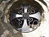 Celtic Well Cover,Staverton. by Spencer Field Larcombe, Metal, Hot Forged Mild Steel Zinc Sprayed